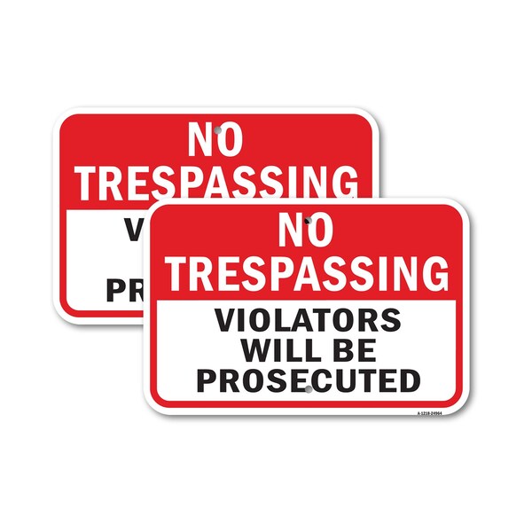 Signmission No Tres Violators Red, 12'' X 18'' 2 Signs, Heavy Gauge Aluminum, 2PK A-1218-2PACK-24964 - main