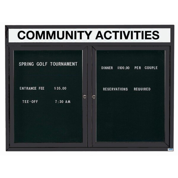 Aarco Outdoor Enclosed Directory w/ Al Frame Header, Powder Coated Black, 36''Hx48''W OADC3648HBK - main