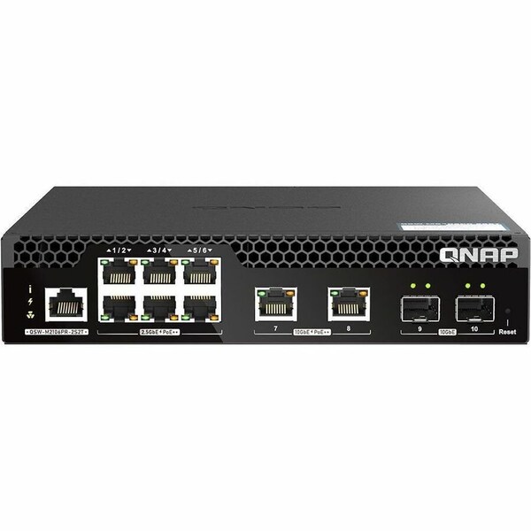 Qnap HALF-RACKMOUNT SWITCH, MANAGEMENT SWITCH, 6 PORT 2.5GBPS WITH POE 802.3BT90W, 2 PORT 10GBPS QSW-M2106PR-2S2T-US - main