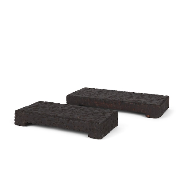 Homeroots Set of Two Brown Wood Handmade Serving Tray 609081 - main