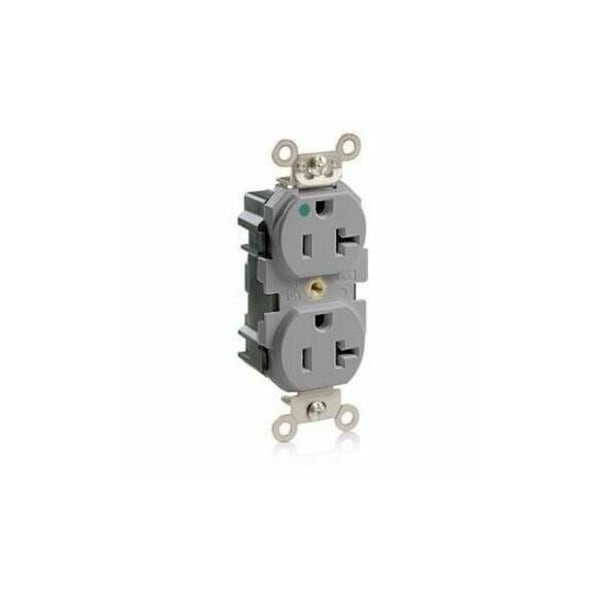 Leviton Straight Blade Receptacle, 5-20R, 20 A, 125V AC, Flush Mount, Self-Grounded M8300-GY - main