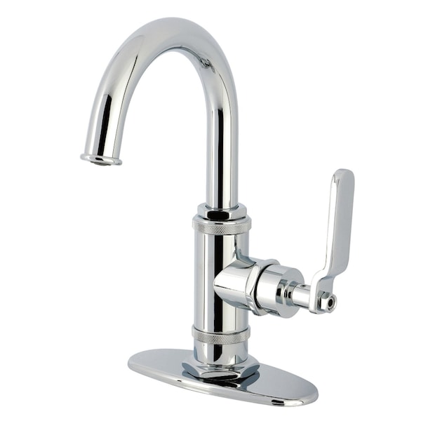 Kingston Brass One-Handle Single-Hole Bathroom Faucet with Deck Plate and Push Pop-Up Drain, Polished Chrome KSD2211KL - main
