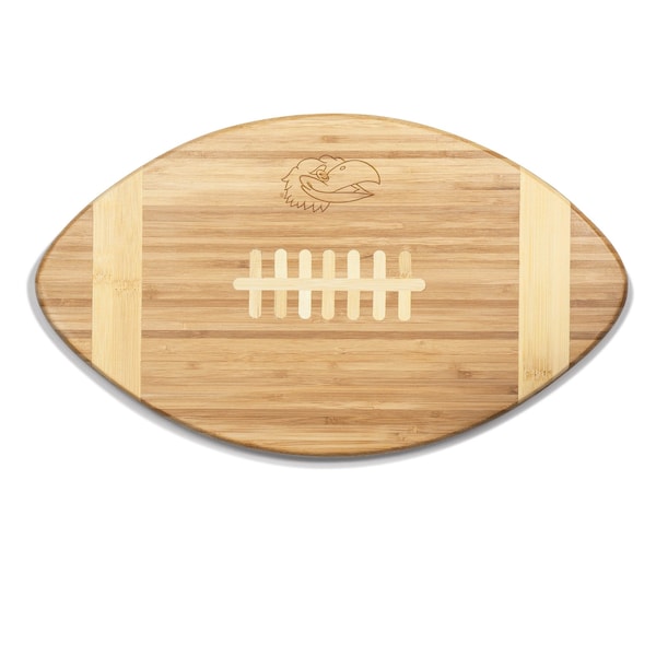 Picnic Time Family Of Brands NCAA Kansas Jayhawks Touchdown! Football Cheese Board - Novelty Charcuterie Board 896-00-505-243-0 - main