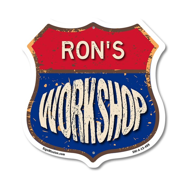 Signmission Ron's Workshop, 12 Inch X 12 Inch, Aluminum Metal Sign SHI-A-12-489-RON - main