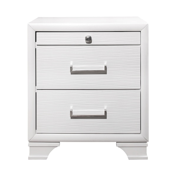 Homeroots 27" White Wood Two Drawer Nightstand 384057 - main