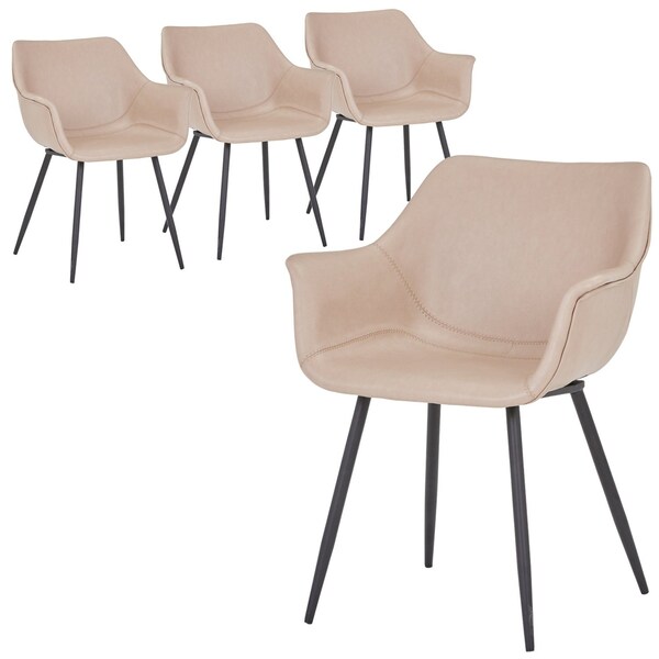 Leisuremod Markley Modern Leather Dining Arm Chair in Taupe, 4PK EC26TP4 - main
