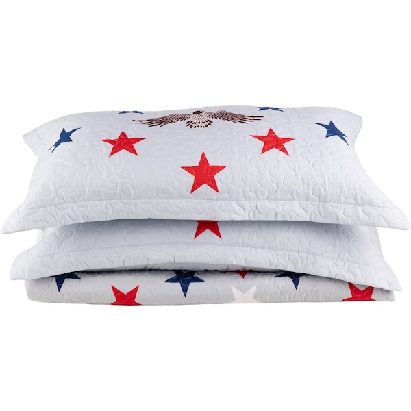 Lavish Home 3-Piece King Quilt Set Bedspread & 2 Pillow Shams with Patriotic Star Pattern Lightweight Set 66-002-PRT-SK - main