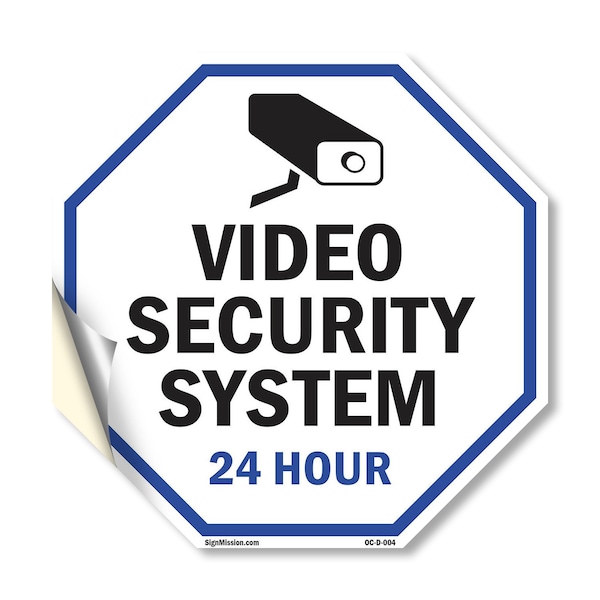 Signmission Video Security System 24 Hour, 18 Inch X 18 Inch, Vinyl Decal OC-D-18-4 - main