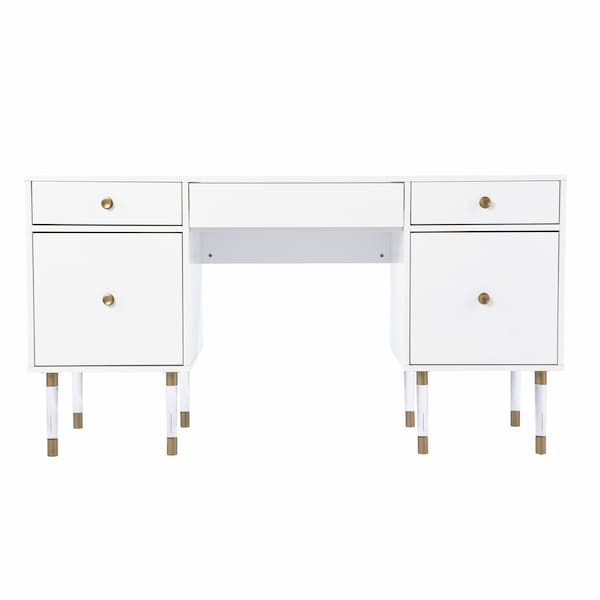 Homeroots 55" White Writing Desk With Four Drawers 402071 - main