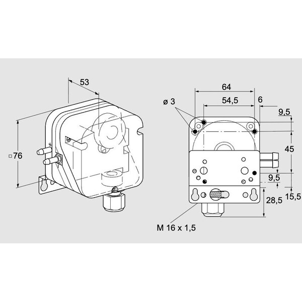 Honeywell Kromschroder Pressure Switch - Air/Flue Gas, Adjustable, DL 5K 4W KS84444716 - main
