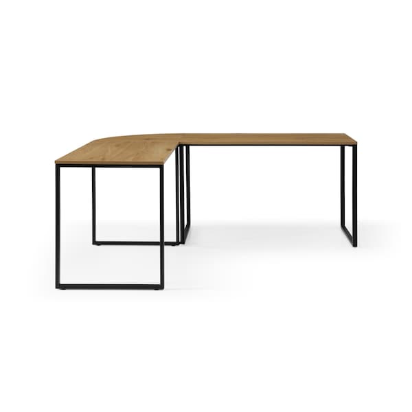 Homeroots 71" Natural and Black Wood and Metal L Shape Writing Desk 543803 - main