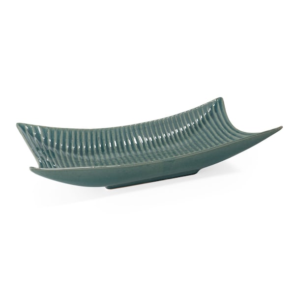 Homeroots 20in Blue And Green Ceramic Vanity Tray 574194 - main