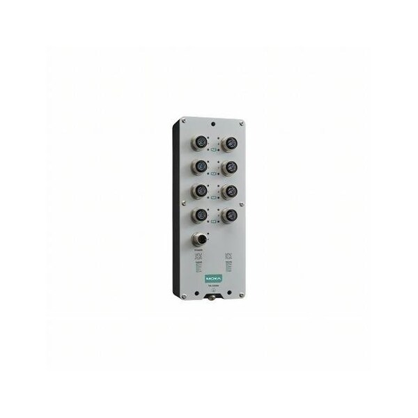 Moxa EN 50155 unmanaged Ethernet switch with 8 10/100BaseTX PoE ports, M12 TN-5308A-8PoE-WV-CT-T - main