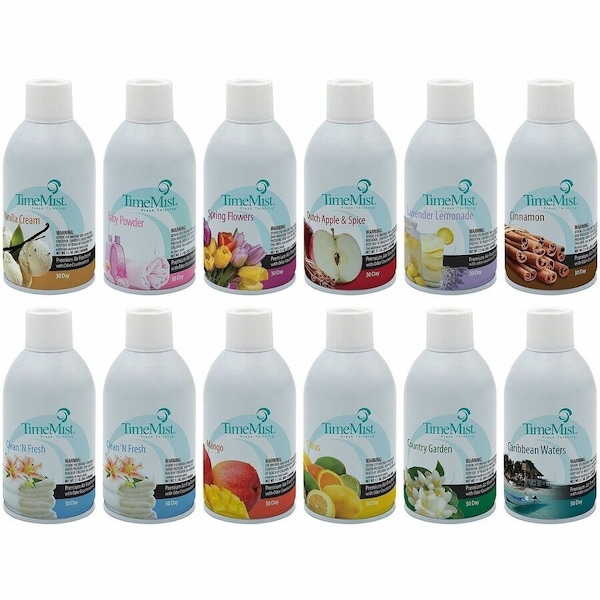Timemist Premium Metered Air Freshener Refills, Assorted Scents, 7.1 oz Aerosol Spray, 12PK 1050698 - main