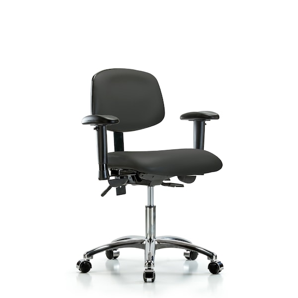 Blue Ridge Ergonomics Desk Chair Desk Chair, Vinyl, Chr Tilt AA Casters, Gry, Adjustable Arms, 18" to 23" Height, Vinyl BR-VDHCH-CR-T1-A1-CC-8605 - main