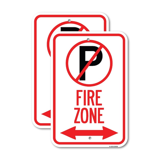 Signmission No Parking Symbol and Arrow Pointing Left and Right, 18'' X 24'' 2 Signs, Heavy Gauge Aluminum, 2PK A-1824-2PACK-24656 - main