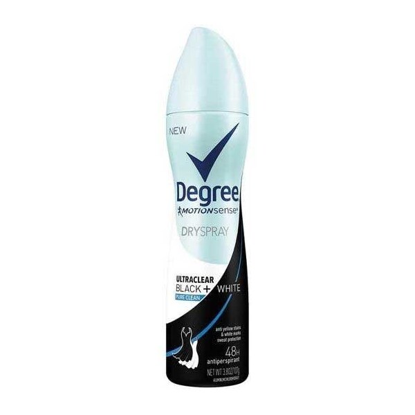 Degree UltraClear Black Plus White Pure Clean Antiperspirant Dry Spray, 3.8 Ounce, 12PK 67025 - main