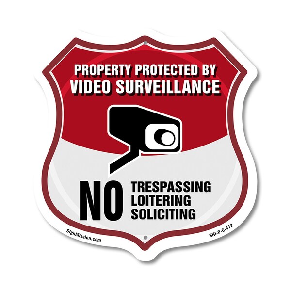 Signmission Video Surveillance Shield Sign Property, 6 Inch X 6 Inch, Plastic Sign SHI-P-6-472 - main