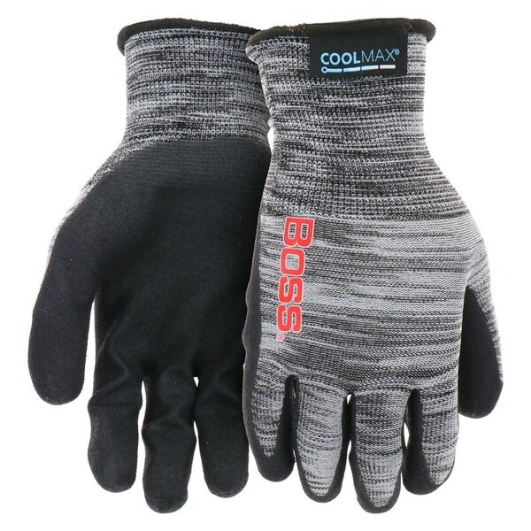 Boss Tactile Grip Series Coated Gloves, Men's, L, Elastic Knit Wrist, Slip-On Cuff, Nitrile Coating, PR B31151-L - main