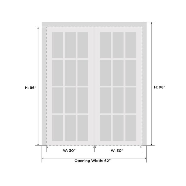 Sartodoors Double French Interior Door, 60" x 96", White QUADRO4115DD-WS-6096 - main