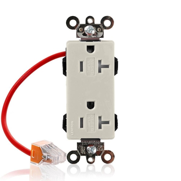 Leviton Straight Blade Receptacle, 5-20R, 20 A, 125V AC, Flush Mount, Self-Grounded MT163-SCT - main