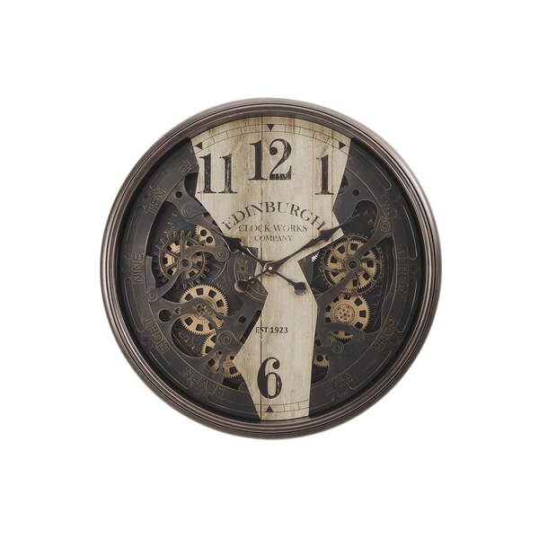 Monarch Specialties Clocks, 30'' Round, Wall Clock, Gear Mechanism, Brown, Transitional I 9023 - main