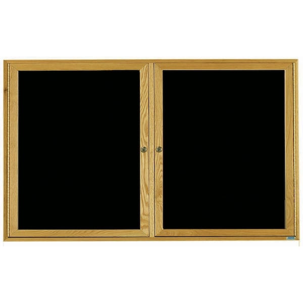 Aarco Enclosed Changeable Letter Board, BlackFelt, RedOakFrame, High Gloss Lacquer Finish, 36''Hx60''W ODC3660 - main
