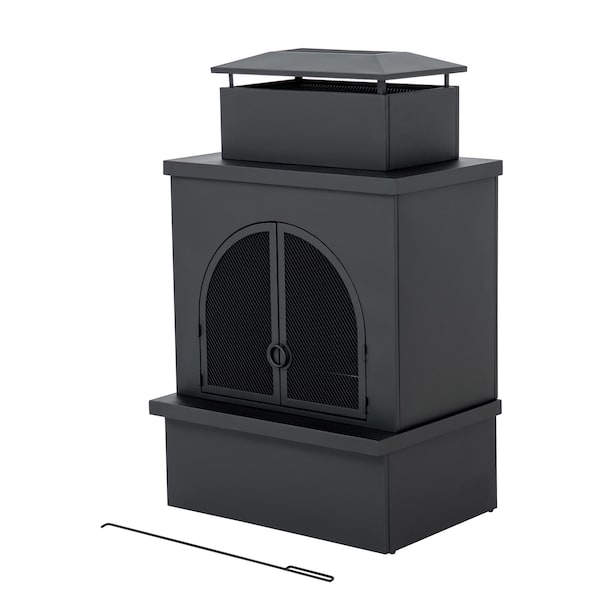 Sunjoy 30in x 22in x 48in Danton Woodburning Fireplace with PVC Cover A304005920 - main