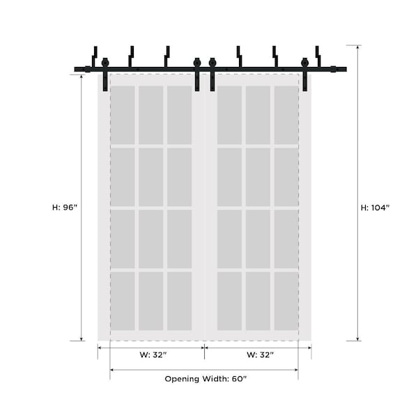 Sartodoors Barn Bypass Interior Door, 64" x 96", White QUADRO4117BBB-WS-6496 - main