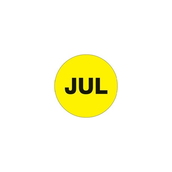 Bubblefast 2'' Circle - ''JUL'' Fluorescent Yellow Months of the Year Labels BFDL6743 - main