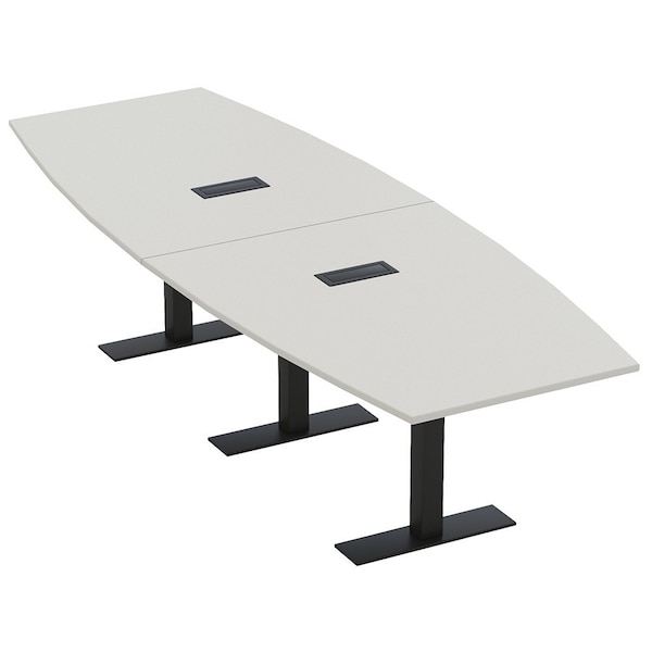 Skutchi Designs 10 Person Conference Table With Power Unit | 10' Boat Table | Harmony Series HAR-BOT-48X120-T.BK-U779-EBLK - main