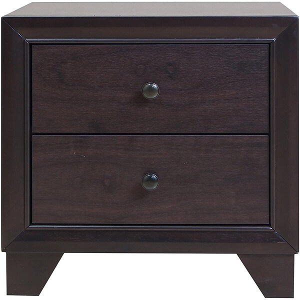 Homeroots 22" Espresso Two Drawers Solid Wood Nightstand 285542 - main