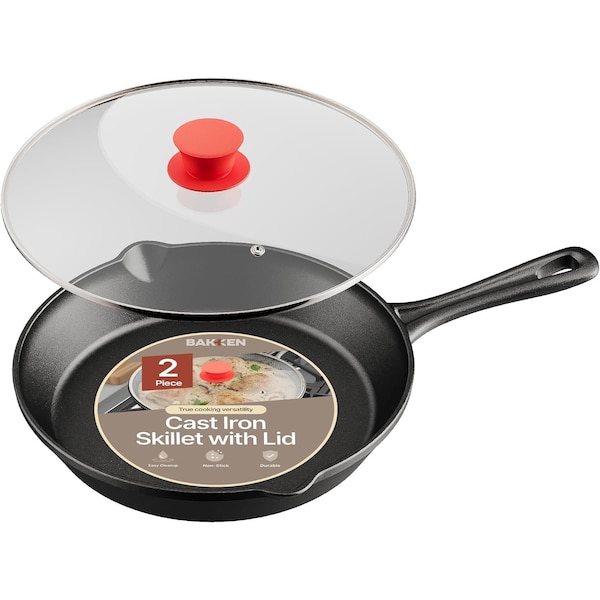 Bakkenmaster Bakken 19 in Pre-Seasoned Cast Iron Skillet with Glass Lid & Silicone Handle, Oven Safe BAKCAST111 - main