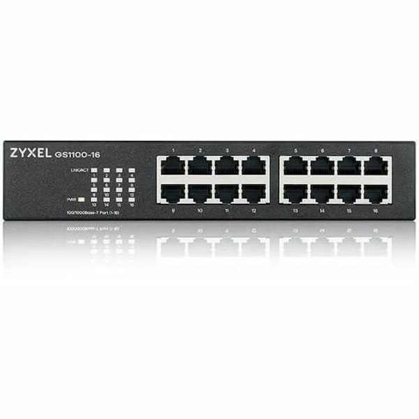 Zyxel - 16-PORT 10/100/1000 GIGABIT SWITCH DESKTOP W/RACKMOUNTS GS1100-16 - main
