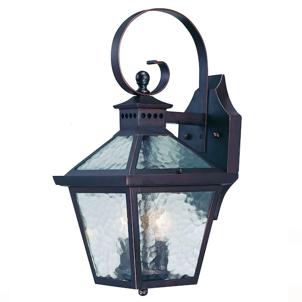 Homeroots XL Two Antique Bronze Black Hammered Glass Wall Light 398411 - main