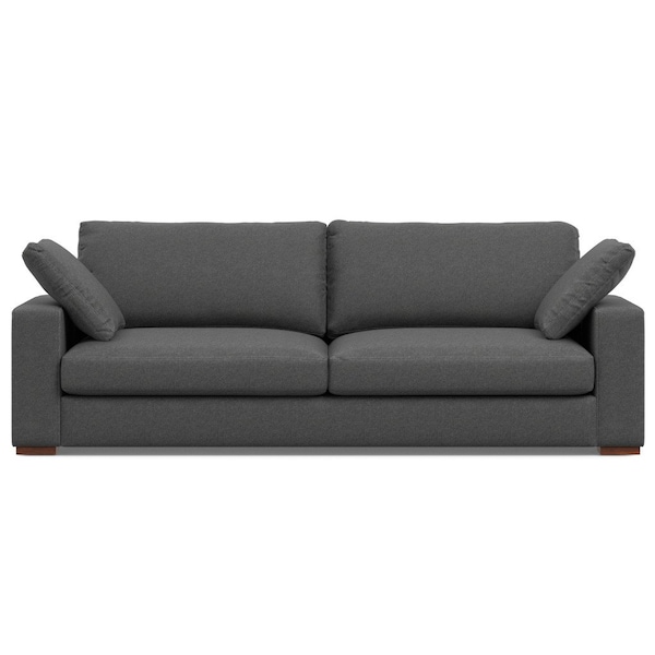 Homeroots 96" Gray Fabric Sofa With Brown Legs 640982 - main