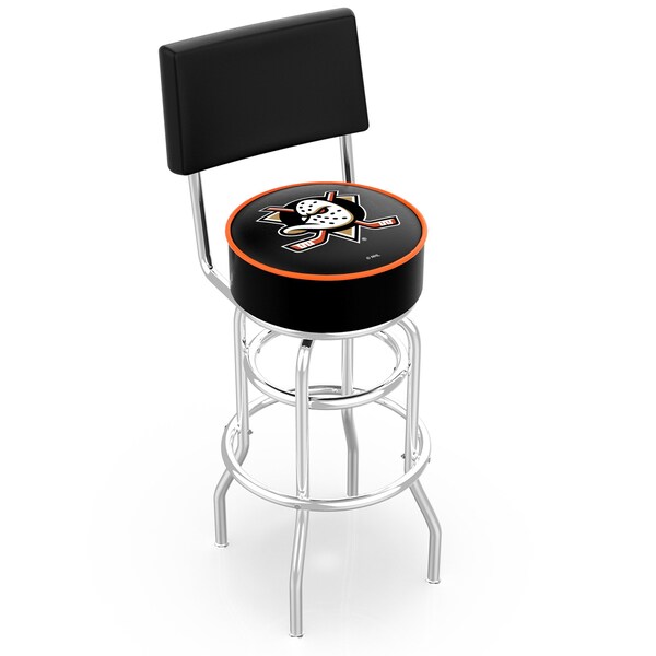 Holland Bar Stool Co 25" Chrome 2-Ring Anaheim Ducks Swivel Bar Stool, Back L7C425AnaDks - main