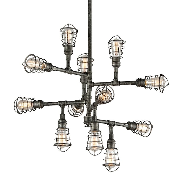 Troy Lighting Conduit 12 Light Chandelier 34.25 In. Old Silver F3817 - main