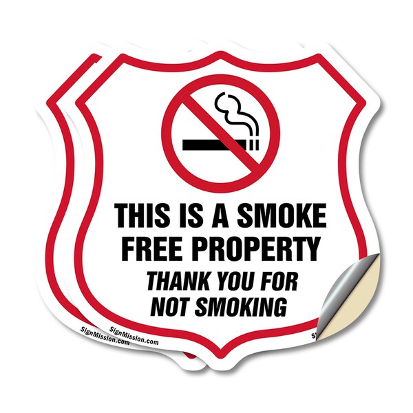 Signmission No Smoking Shield Sign This Is A Smoke F, 6 inch X 6 inch, Vinyl Decal, 2PK SHI-D-2PACK-6-402 - main