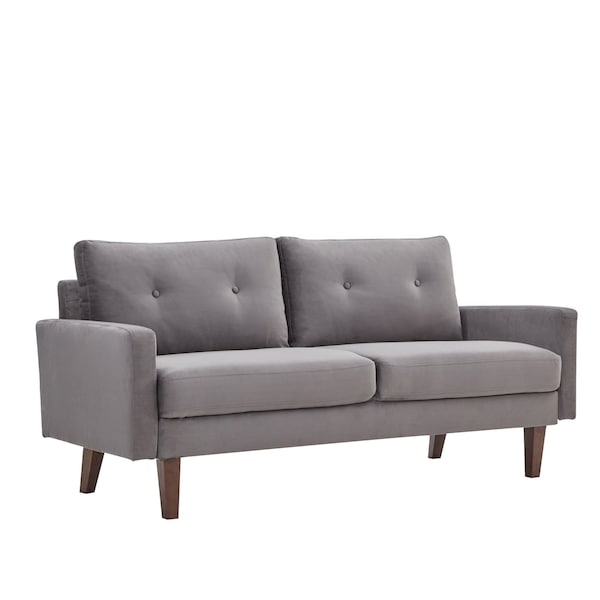 Homeroots Gray Velvet Modern Tufted Modular Sofa 473441 - main