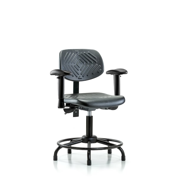 Blue Ridge Ergonomics Desk Chair Desk Chair, Poly, RT AA Glides, Adjustable Arms, 17" to 22" Height, Black; Blue BR-PDHCH-RT-T0-A1-RG - main