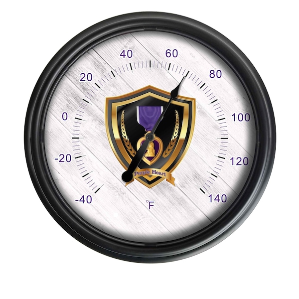Holland Bar Stool Co Purple Heart Indoor/Outdoor LED Thermometer ODThrm14BK-08PHeart - main