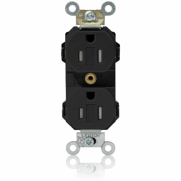 Leviton Lev-Lok Commercial Grade Tamper Resistant Duplex Receptacle, 15 Amp, 125 Volt MT562-SE - main