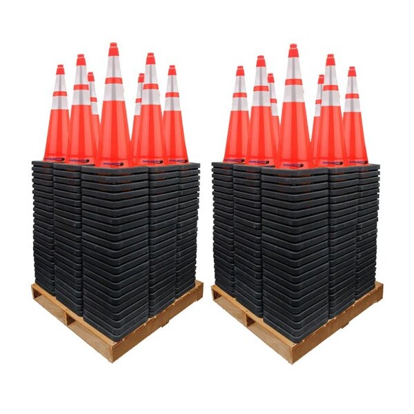 Traffic Kontrol 28in Traffic Safety Cone, 10Lbs, Orange, 6in+4in Hi Intensity Reflective Collars, 450PK TKTC-28-10-OR-2C-450 - main