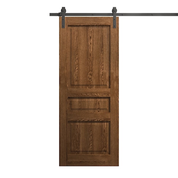 Sartodoors Modern Barn Door 36 x 84 inches, Ego 5012 Cognac Oak Veneer, 6.6FT Rail Track Heavy Hardware Set , EGO5012BD-B-DKO-3684 - main