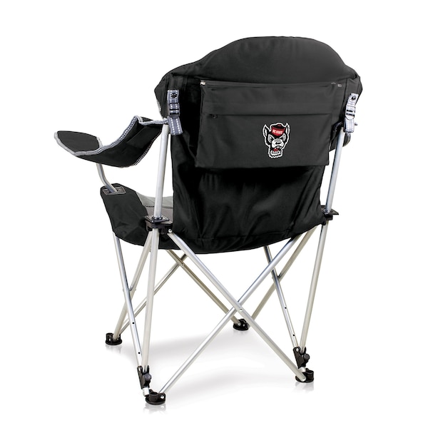 Picnic Time Family Of Brands NCAA NC State Wolfpack Reclining Camp Chair - Beach Chair for AdultsBlack with Gray Accents 803-00-175-424-0 - main