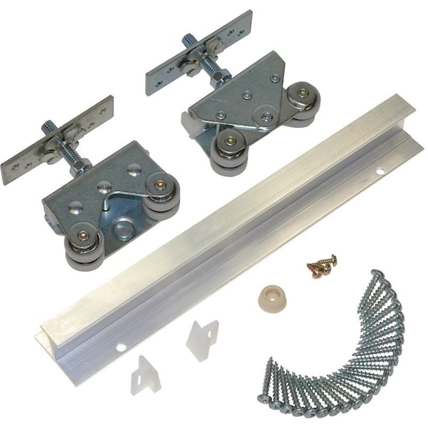 Johnson Hardware Deluxe Pocket Door Hardware Set, 72 in L Track, Top Mounting 200721DR - main