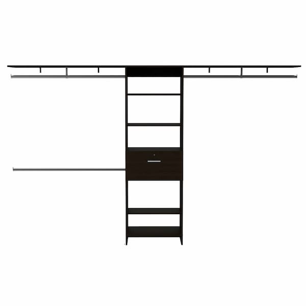 Homeroots 118" Black Manufactured Wood Closet System 535182 - main