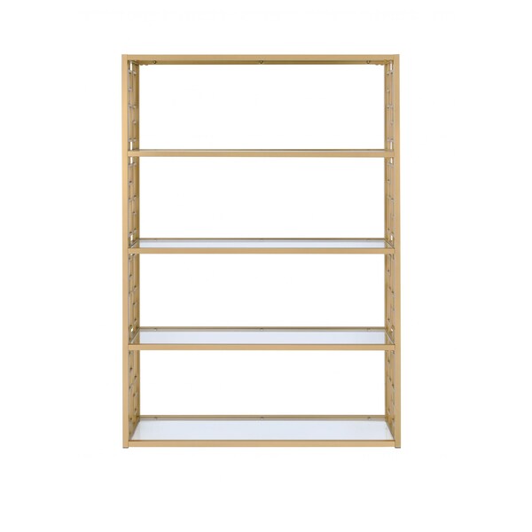 Homeroots 72" Gold Metal Four Tier Geometric Bookcase 286632 - main
