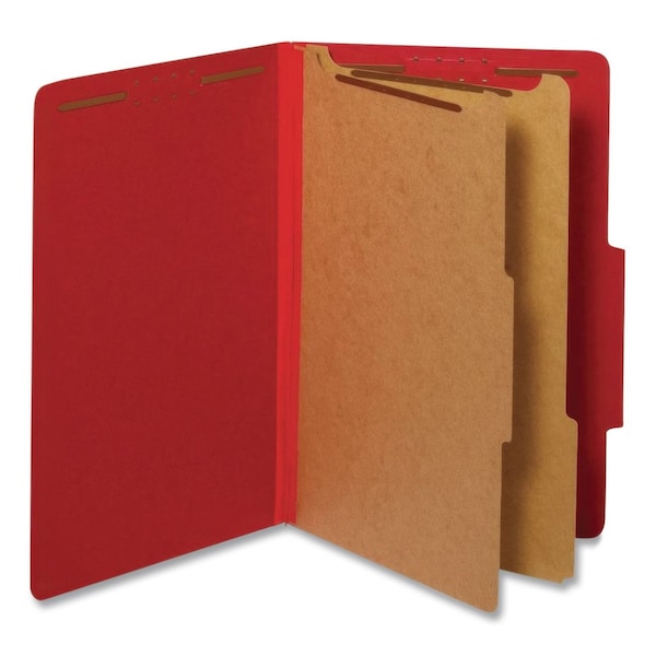 Pendaflex HD Pressboard Folder, 2/5-Cut Tab, Expands 2.5", 2 Divider, 6 Fastener, Legal, Bright Red, 10PK 29031P - main